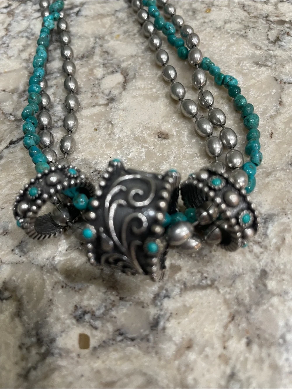 Montana silversmith silver and turquoise necklace.